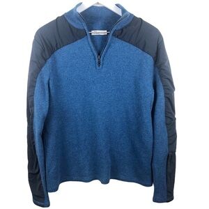Neve 100% Wool 1/4 Zip Pullover Sweater Blue Navy